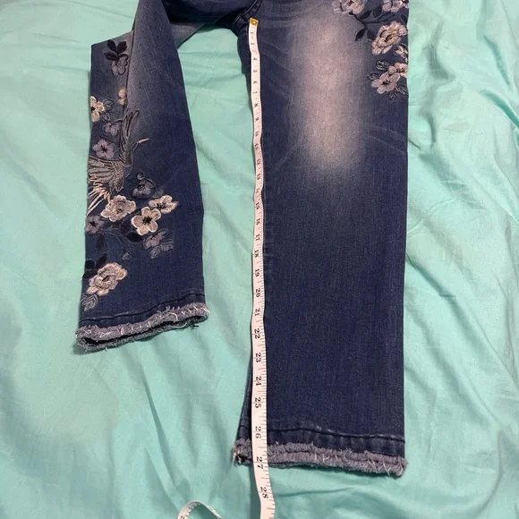 Democracy Blue Floral Straight Leg Jeans - Picture 8 of 9